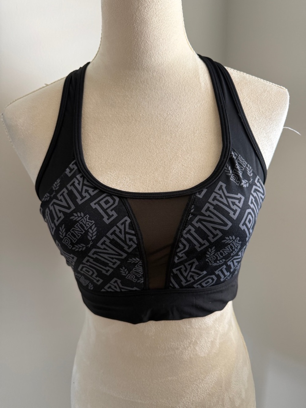 PINK Victoria's Secret Black Logo Sports Bra